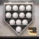 Baseball Display Case, Acrylic Baseball Holder Display Case for Balls, Lighted Wall Mount Baseball Shadow Box, UV Protected Memorabilia Autograph Display Box for 12 Balls, Black
