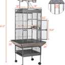 HSM 62 Inch Wrought Iron Large Bird Flight Cage with Rolling Stand for African Grey Parrot Cockatiel Sun Parakeet Conure Lovebird Canary