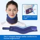 VELPEAU Neck Brace for Neck Pain and Support - Soft Cervical Collar for Sleeping in Bed, Snoozing, Sleeping Upright, Anti-Snoring, Sleep Apnea for Women & Men (Blue, Comfort Version, Medium: 11.5-14"/3)