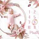 Gicoherero Floral Boho Baby Monthly Milestone Blanket Little Girl Bohemian Photo Prop Blanket Personalized Bliss Baby Present Pampas Grass Ideas for Newborn Princess Pinkk Nursery Dcor 40" x 50"