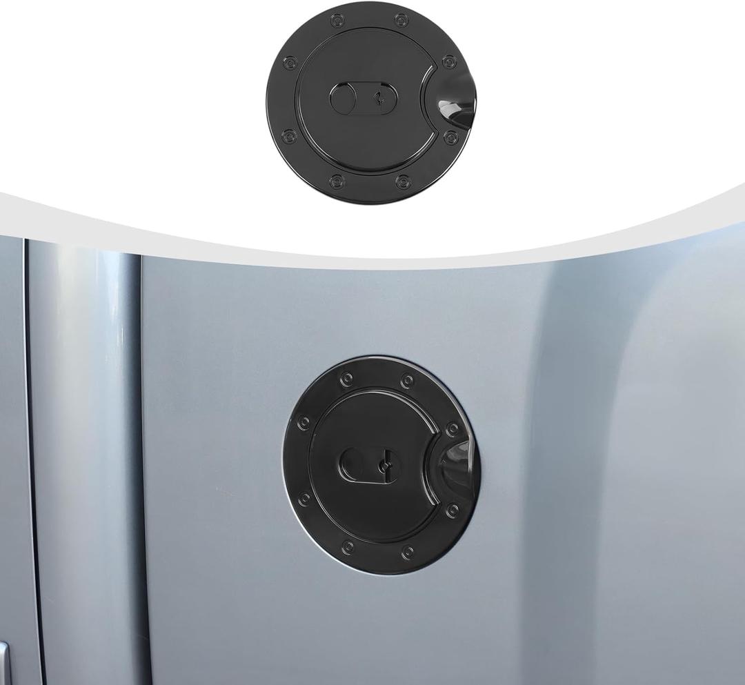 RAZPOY Black Fuel Filler Door Gas Tank Cap Cover Compatible with Chevy Silverado & GMC-SIERRA 2007-2013