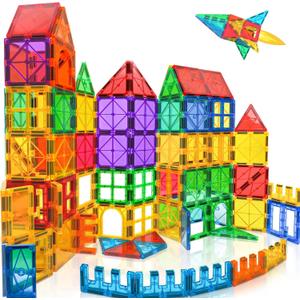 100pcs Magnetic Tiles Magnetic Building Blocks for Toddlers 3 4 5 6 7 Year Old Boys Girls Educational Magnet Blocks Birthday Gift Valentines Day Toys for Kids Ages 4-8 Sensory Toys 1-3