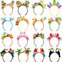 Capoda 16 Pcs Hawaiian Party Headband Felt Luau Head Boppers Tiki Aloha Boppers for Tropical Summer Beach Party Favors Supplies