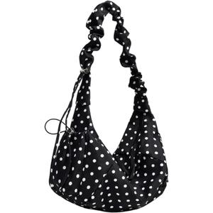 GORGLITTER Women's Polka Dots Clutch Purse Drawstring Floppy Dumpling Bag Y2k Vintage Retro Pleated Tote Shoulder Bags