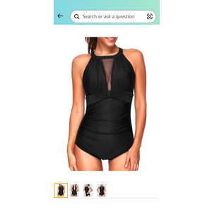 Tempt Me Women One Piece Swimsuit High Neck Plunge Ruched Tummy Control Bathing Suit, S