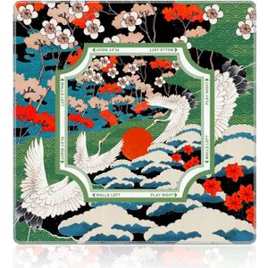 WHCHJ Oriental Japanese Chinoiserie Mahjong Mat 31.5 x 31.5 in, Traditional Asian Crane Flower Anti-Slip Noise-Reducing Mahjong Mat for Table Board, Games Tile Games, Poker and Cards