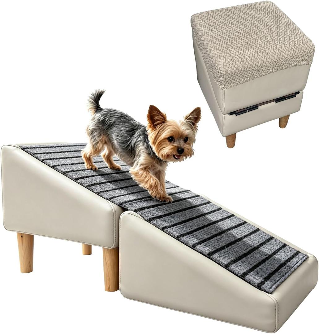 2-in-1 Split Ottoman Dog Ramp Equipped with Cover, L (20.08" H)