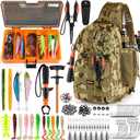 PLUSINNO Fishing Backpack with Tackle Boxes, Waterproof Fishing Sling Tackle Bag For Fishing Gear With Rod Holder, Fishing Gifts for Men With Fishing Lures, Fishing Pliers.