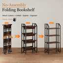 No Assembly Double-Sided Folding Bookshelf for Living Room, 4 Tier Collapsible Book Shelf for Home Office, Portable Bookcase Storage Organizer