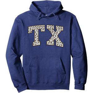 Texas Hoodie Women Men Cool Leopard Print TX State of Texas Pullover Hoodie L