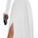 Women Long Sleeve Maxi Dress with Slit Deep V Neck Cold Shoulder Casual Dresses for Women Club Party Dress, Size XXL