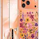 GVIEWIN for iPhone 17 Pro Case with Screen Protector, Upgraded [Full Camera Protection] [Non Yellowing] Floral Slim Shockproof Clear Women Phone Cover for iPhone 17 Pro 6.3" (Wild Bloom/Colorful)