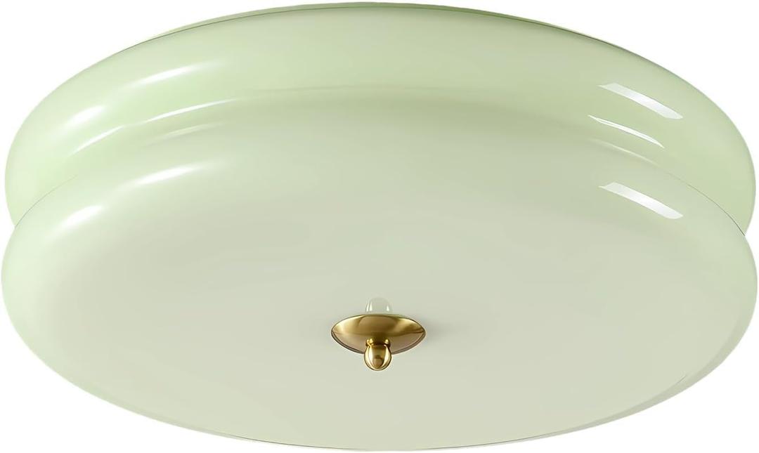 KCO Lighting Mid Century Modern LED Ceiling Lights Mint Green Glass Ceiling Lamp Large Hallway Ceiling Light Nordic Vintage Round Semi Flush Ceiling Light Fixture