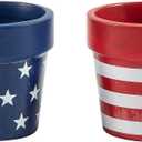 Fun Express Mini Ceramic Patriotic Flowerpots  USA-Themed Red White & Blue Planters  Perfect for 4th of July Celebrations Party Favors Classroom Crafts Home Decorations & Outdoor Displays  6 Pieces