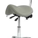 Saddle Barber Stool with Lumbar Support,Pneumatic Adjustable Height Rolling Salon Chair,Heavy Duty PU Leather Swivel Work Seat for Hair Salon Barber Shop Tattoo Studio Office,520 lbs Capacity, With Back