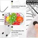 Livabber Fruit Basket Bowl with Banana Hanger, Metal Fruit Vegetable Storage Basket with Banana Holder for Kitchen Counter, Detachable Organizer for Bread Snack Produce (Chrome, 3-Tier Marble Base)