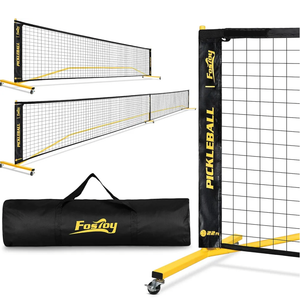 Portable Pickleball Net Set with Wheels, Regulation Size 22 FT & Half Court 11 FT, Steady Metal Frame Pickle Ball Net Set System with Carry Bag for Backyards, Driveways, and Garages
