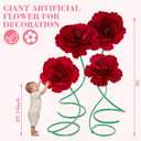 4 Pcs 5ft Large Peony Flowers Giant Artificial Red Peony Standing Huge Handcrafted Flower for Window Reception Banquet Ceremony Floral Decor Garden Hotel Office Birthday Wedding Party
