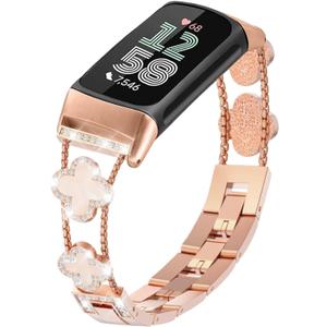 Bling Metal Band Compatible with Fitbit Charge 6/ Charge 5 for Women, Dressy Bracelet Jewelry Watch Band for Fitbit Charge 6 Fitness & Health Tracker