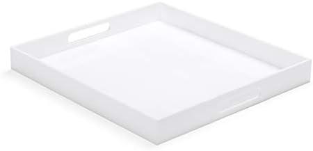 Amazon.com | ATOZONE White Modern Acrylic Ottoman Tray with Cutout Handles 20x20 Inch Over-Sized Serving Tray Organizer Rubber Boot Tray Decorative for Living Room Bedroom,Bathroom and Entryway Kitchen: Serving Trays