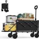 Canpsky Small Collapsible Wagon with Tailgate, Ultra-Compact & Folding Wagon with 350lbs Capacity, Lightweight Portable Utility Wagon Cart for Shopping Camping Sports Garden (Black)