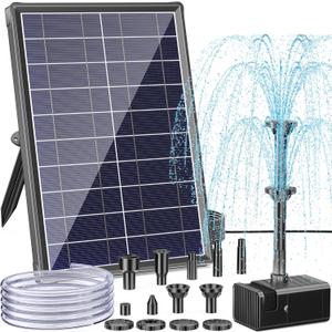 Antfraer Solar Fountain Pump for Bird Bath, 8W Solar Water Fountain Pump with Dry-Run Protection & Double-Layer Nozzles, Solar Powered Fountain with 5Ft Tubing for Small Pond, Bird Bath, Water Feature