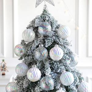 2 x White Iridescent Christmas Ball Ornaments, 9pcs 3 Iridescent White and Transparent Shinny Hanging Ornaments for Christmas Tree Decoration Xmas Home Decor Christmas Party Holiday Decorations
