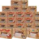 24PCS Christmas Cookie Boxes with PVC Window Kraft Paper Gift Cake Boxes Treat Boxes Chocolate Boxes Cake Boxes with Tags for Holiday Xmas Party Favor Supplies, 3 Styles, 8.7x5.9x2.7inch