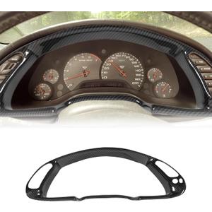 Dash Board Instrument Panel Dial Trim Cover Frame Compatible with Chevrolet Corvette C5 1998-2004, Center Console Dashboard Panel Trim Cover Frame Interior Accessories (Carbon Fiber Pattern)