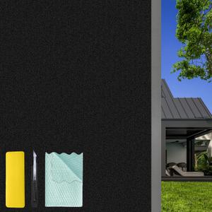 Blackout Window Film with Installation Tools, Total Sun Blocking Privacy Cover for Glass, Removable Room Darkening Black Out Window Covers Tint, Static Cling Frosted Glass Film (35.4"x 78.7")