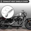 Motoforti Universal Motorcycle Exhaust Pipe Heat Shield Curved Motorbike Heat Insulation Cover, 265x55mm, Durable, Stainless Steel, Silver Tone, 1 Set