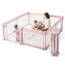 Baby Playpen Portable, Pre-Assembled Play Pen 71x79 Large Foldable Playpen for Babies and Toddlers, Sturdy and Safe Toddler Play Yard Indoor Outdoor with Carry Bag, Pink