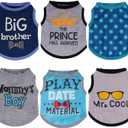 Sadnyy 6 Pack Winter Dog Shirt Boy Pet Clothes Doggy Tee Tank Top Kitten Shirts with Letters for Small Medium Dogs Cats Soft Cozy Chihuahua Vest Apparel for Dog Cat Puppy(X-Small)