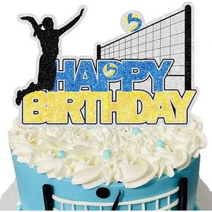 Women volleyball Cake Topper - sports Themed volleyball game Cake Decor - Beach Volleyball Happy birthday party Decoration
