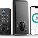 Fingerprint Door Lock with Handle, Smart Keyless Entry Door Lock with App, Stores 50 Fingerprints and 50 User Codes, IP65 Weatherproof Keypad Deadbolt for Front & Interior Doors, Auto-Lock, Black
