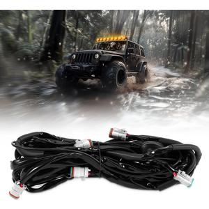maXpeedingrods Wiring Harness Kit with 8PCS 3-PIN DT Plugs, Lightbar Wiring Kit fit for maXpeedingrods Crosshair Series RGB LED Offroad Light Bar, 10-14V 30A