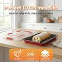 Jelly Roll Pan with Lid, 10 x 15 Inch Nonstick Jelly Roll Pan, Carbon Steel Baking Sheet, with Foldable Handle and Secure Side Lock, for Baking and Fridge Storage, Ideal for Home and Party