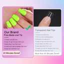 SXVME Neon Green Soft Gel Nail Tips Short Coffin Pre-colored Gel Tips Short Press on Nails Pre Applied Tip Primer Natural Acrylic Fake Nails Extensions for DIY, 300Pcs