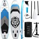 VIYAU Inflatable SUP Board, Stand Up Paddling Board Equipped with 3-Piece Adjustable Aluminum Paddle + Hand Pump, 320 × 81 × 15 cm