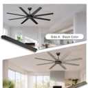 72'' Large Ceiling Fans No Lights, Modern Black Ceiling Fan Remote/APP Control, Quiet DC Motor Big Ceiling Fan for Shop Garage Covered Outdoor Patios