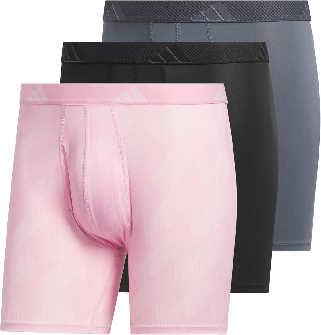 adidas Men's Microfiber Boxer Briefs Underwear (Multipack) Athletic Stretch-Fit (L)