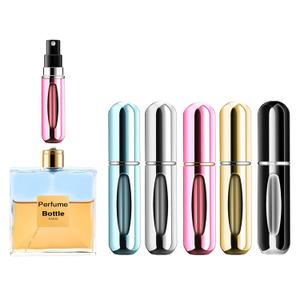 Portable Mini Perfume Atomizer Bottle, Refillable Spray, Scent Pump Case, Travel Atomizer (5ml, 5 Pack) (Pink, Gold, Black, Silver, Blue)