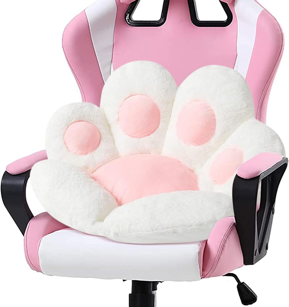 Ditucu Cat Paw Cushion Kawaii Chair Cushions 27.5 x 23.6 inch Cute Stuff Seat Pad Comfy Lazy Sofa Office Floor Pillow for Gaming Chairs Room Decor White (Small)