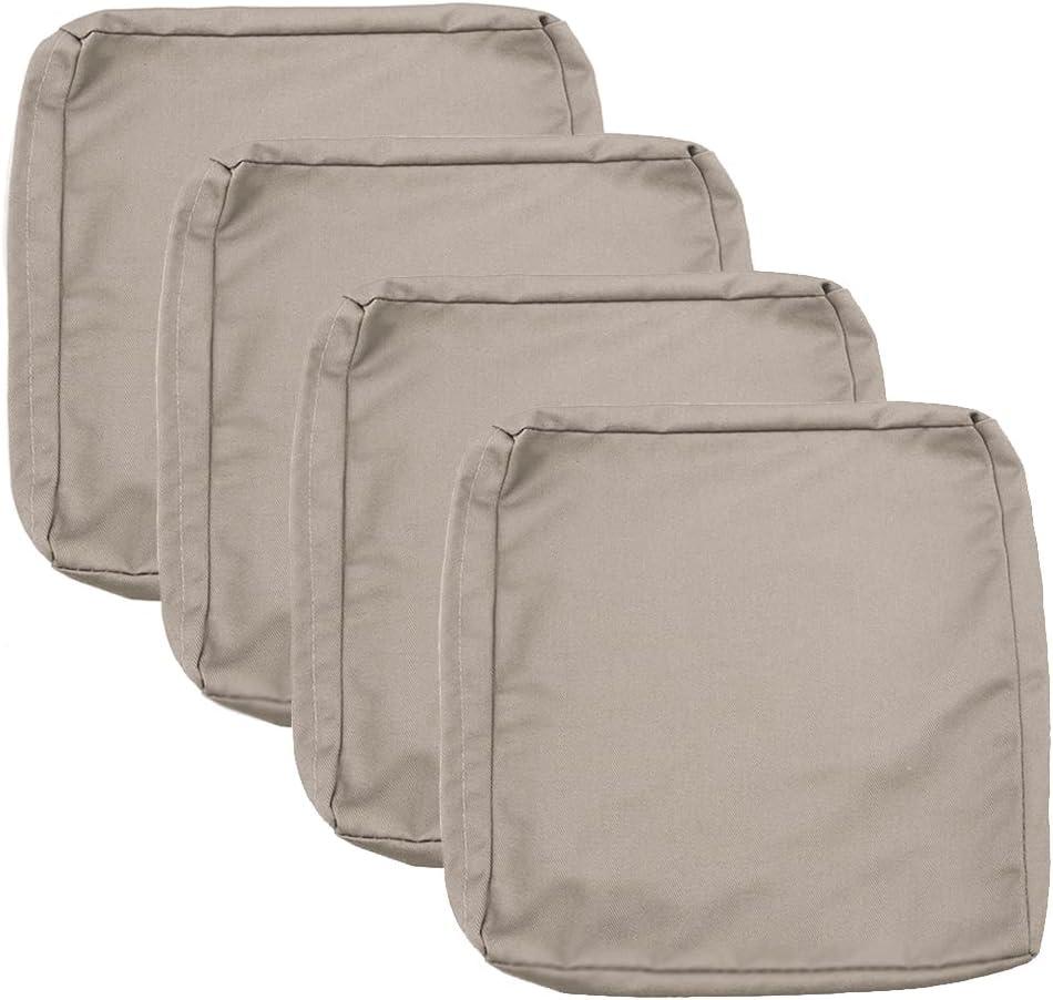 Sqodok Patio Cushion Covers 22x20 inch, Waterproof 4Pack Outdoor Cushion Cover for Patio Furniture Slicovers Replacement, Outdoor Seat Cushion Slip Cover for Wicker Chair, Tan