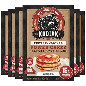 Kodiak Cakes Protein Pancake Power Cakes, Flapjack and Waffle Baking Mix, Buttermilk, 20 Oz, (Pack of 6) Best By: Oct. 31, 2026