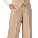 luvamia Pant Suits for Women Dressy Casual 2 Piece Sets Sleeveless Blazer Vest with Wide Leg Capri Pants Work Outfit Large