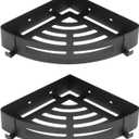 NearMoon Bathroom Corner Shelf Shower Caddy 2 Pack, No Drill 304 Stainless Steel Shower Organizer with 2 Hooks (Matte Black)
