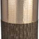 happimess HPM1102A Asher Modern 4.13-Gallon 2-Tone Faux Wicker/Metal Cylinder Waste Basket, Bronze/Coffee for Home, Bathroom, Living Room, Office, Bedroom, Kitchen