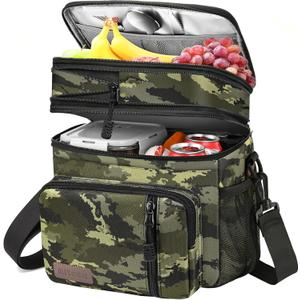 MIYCOO Insulated Lunch Box for Men & Women - Leak Proof Cooler Lunch Bag with 4 Pockets, Adjustable Strap, Ideal for Work, Picnic, Travel - Medium, Brown Camouflage