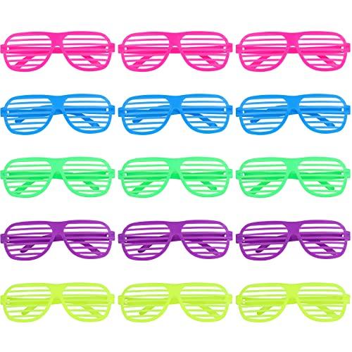 Hooqict 21 Pack Shutter Shades Glasses 80s 90s Party Favors Neon Party Glasses for Kids Adults Hora Loca Birthday Supplies Plastic Sunglasses Accessories